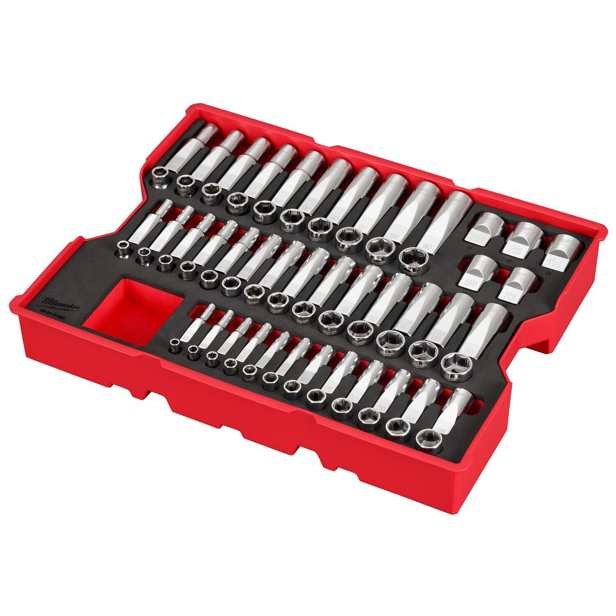 Milwaukee 48-22-0150 Metric 1/4" 3/8" and 1/2" Drive Socket Set with Tray for PACKOUT Drawers (77 Piece)