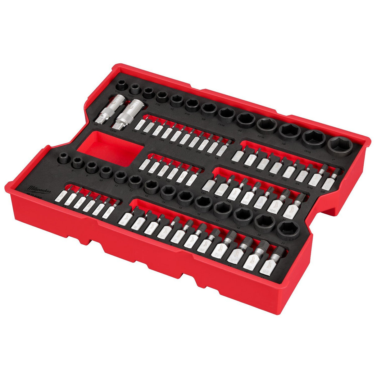 Milwaukee 48-22-0152 1/4" and 3/8" Drive Metric SAE Torx Socket Set with Tray for PACKOUT Drawers 12.8" x 17.17" x 2.76" (77 Piece)