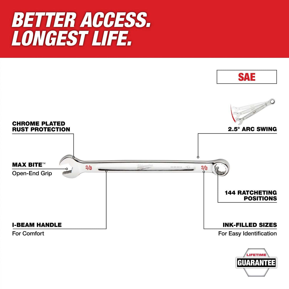 Milwaukee 48-22-0157 15pc. SAE Ratcheting Combination Wrench Set with Tray for PACKOUT Drawers - 2