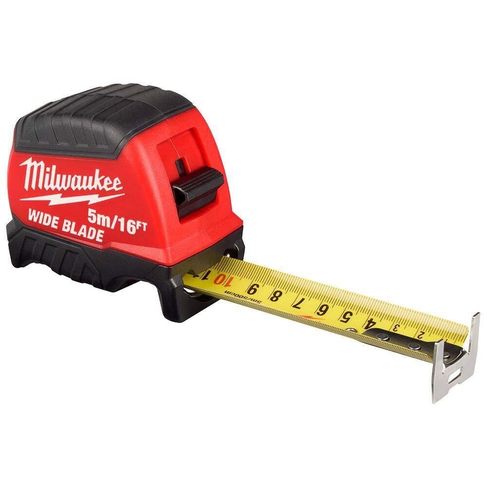 Milwaukee 48-22-1217 5m/16 ft Wide Blade Tape Measure, Metric/SAE with 16 ft Reach (1 Pack)