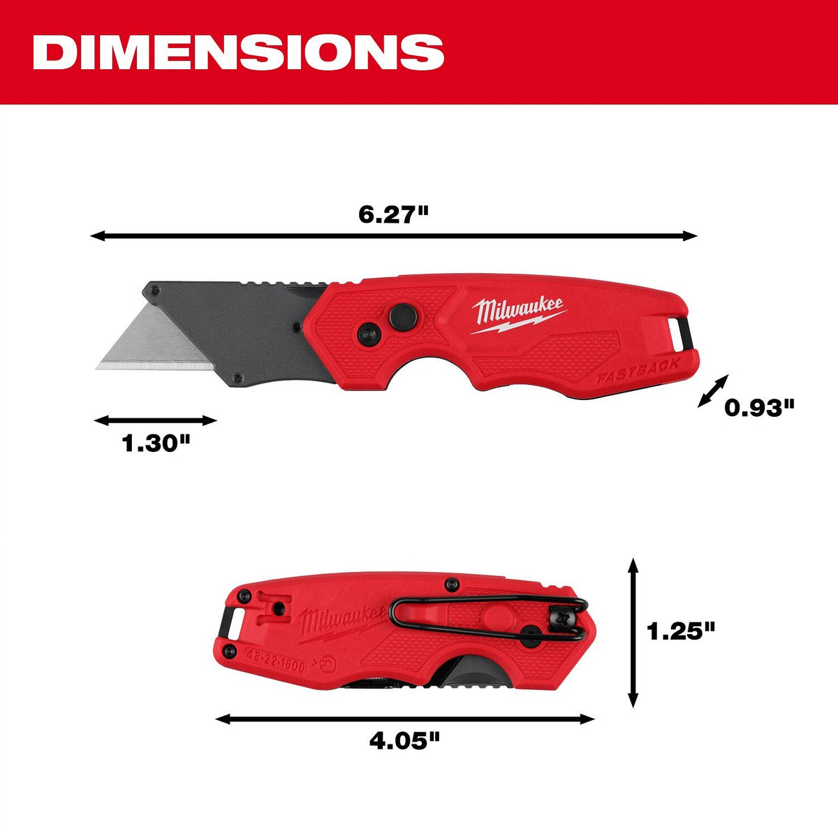 Milwaukee 48-22-1622 FASTBACK Compact Folding Utility Knives with One Handed Opening (3 Pack) - 5