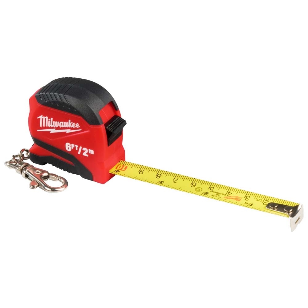 Milwaukee 48-22-1706C Keychain Tape Measure, Dual-Scale 6 ft/2 m Compact Pocket Measure