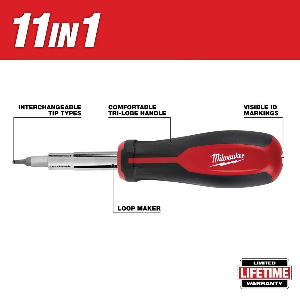 Milwaukee 48-22-2763 2pc 11-in-1 Multi-Bit Screwdriver and 6-IN-1 Stubby Multi-Bit Screwdriver - 2