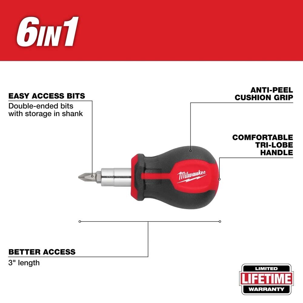 Milwaukee 48-22-2763 2pc 11-in-1 Multi-Bit Screwdriver and 6-IN-1 Stubby Multi-Bit Screwdriver - 3
