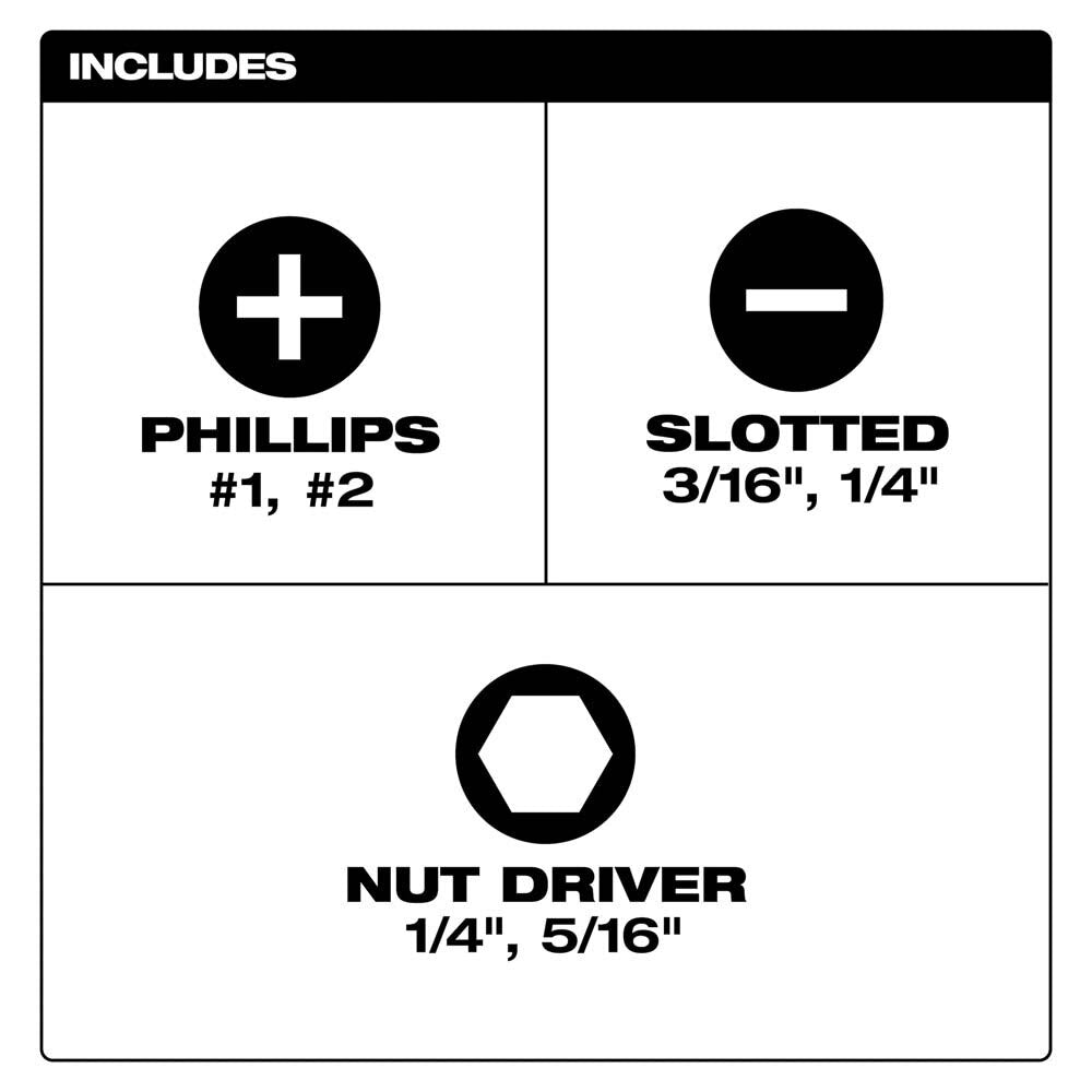 Milwaukee 48-22-2763 2pc 11-in-1 Multi-Bit Screwdriver and 6-IN-1 Stubby Multi-Bit Screwdriver - 5