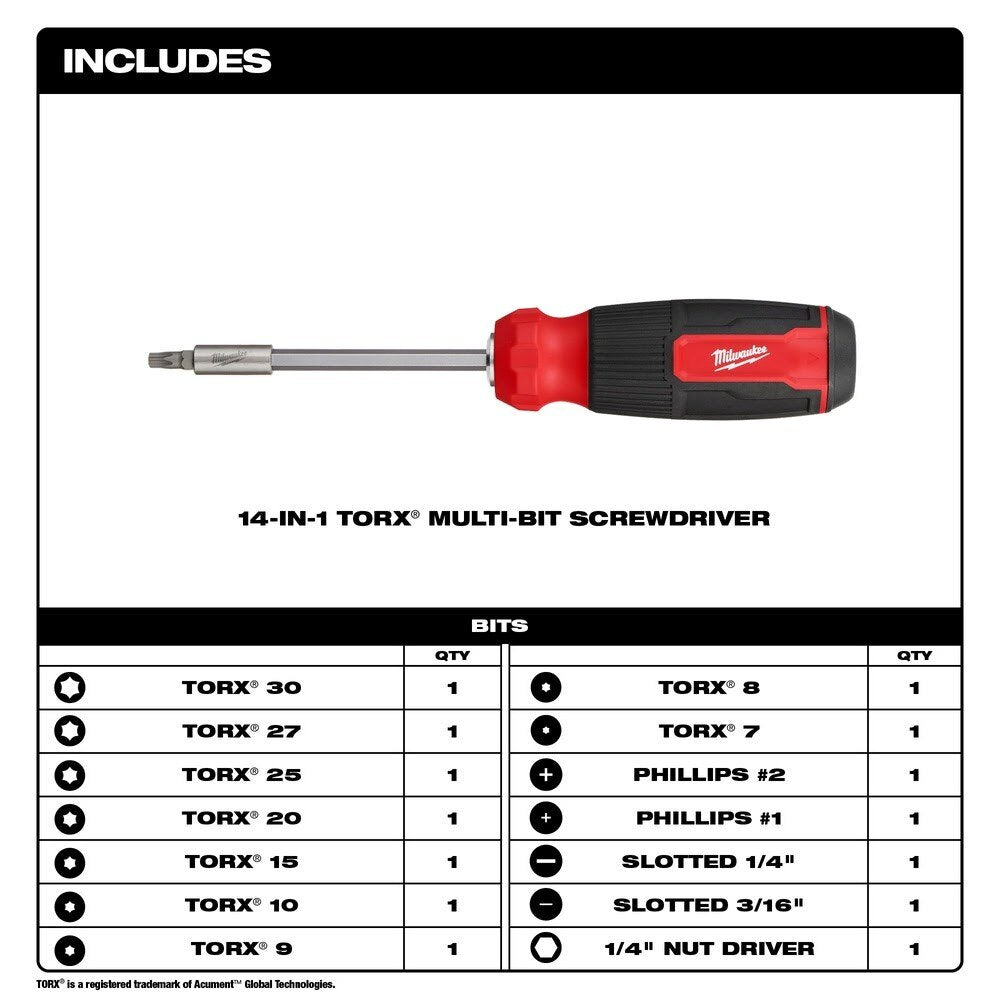 Milwaukee 48-22-2907 14-in-1 TORX Multi-Bit Screwdriver - 2