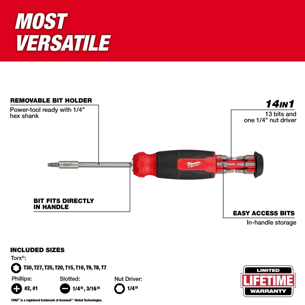 Milwaukee 48-22-2907 14-in-1 TORX Multi-Bit Screwdriver - 4