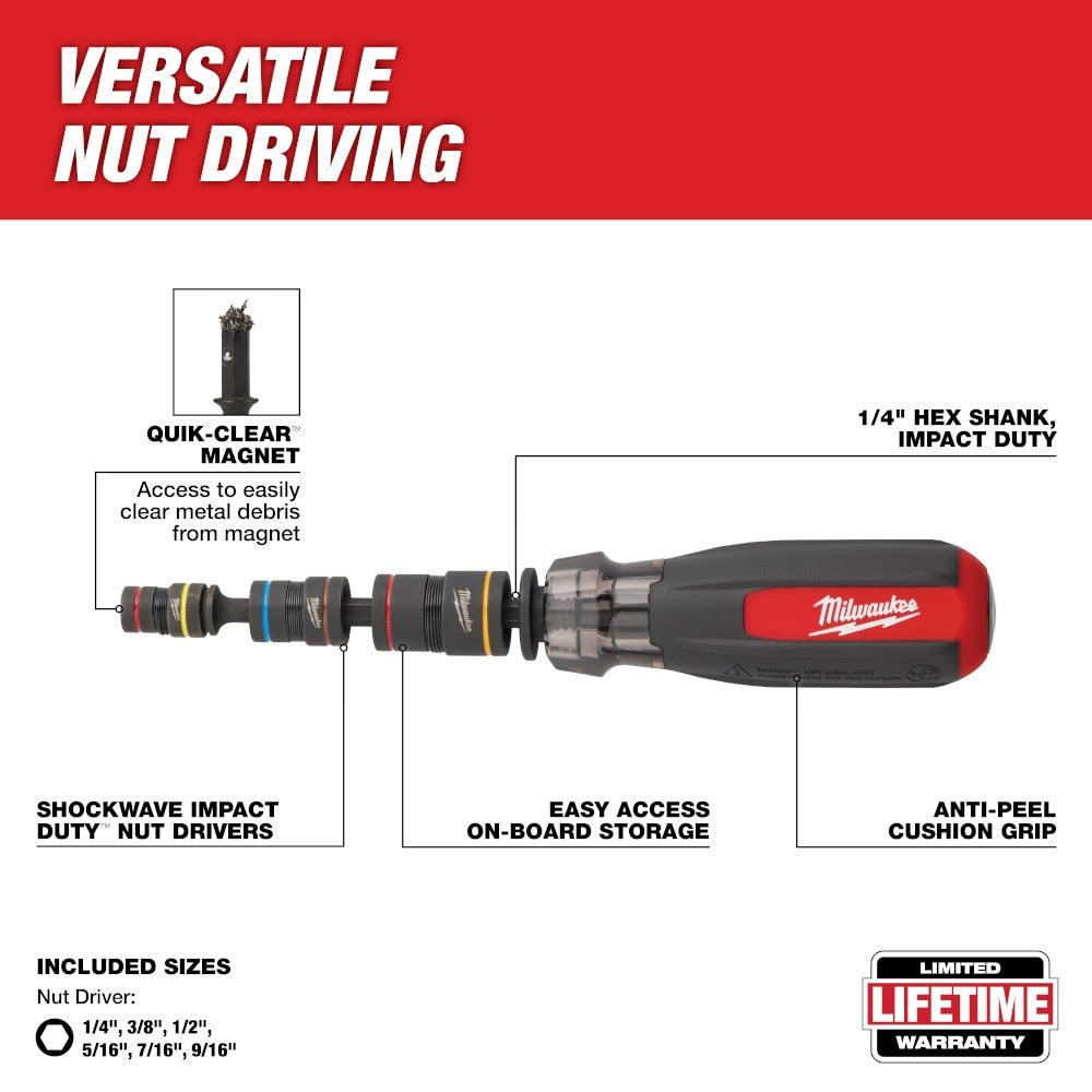 Milwaukee 48-22-2921 Multi-Nut Driver W/ SHOCKWAVE Impact Duty Magnetic Nut Drivers - 3