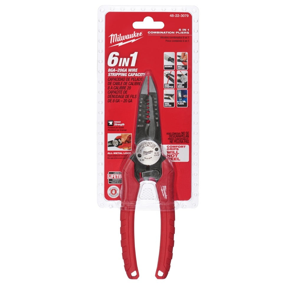 Milwaukee 48-22-3079 8GA - 20GA 6 IN 1 Combination Wire Pliers - 2