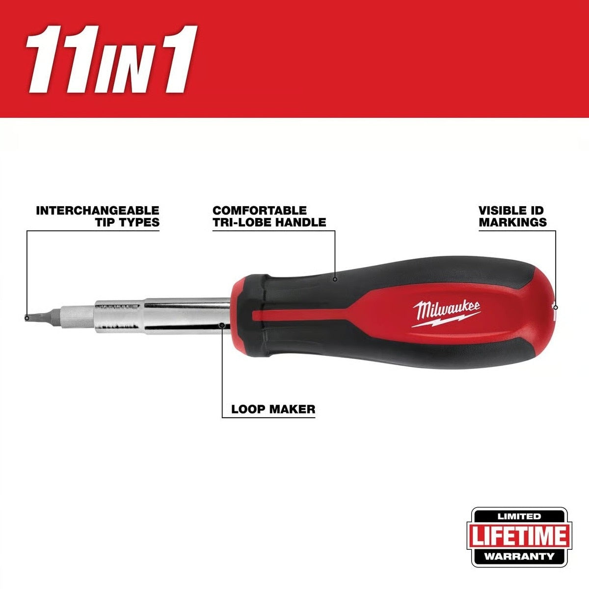 Milwaukee 48-22-6119 Electrician's Tool Kit,11-in-1 Screwdriver,FASTBACK Utility Knife(4 Piece) - 3