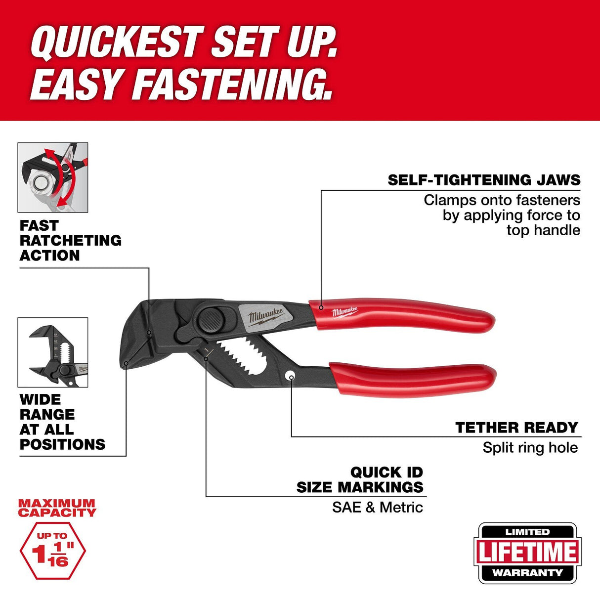 Milwaukee 48-22-6905 5" Pliers Wrench with Parallel Smooth Jaws (1 Each) - 2