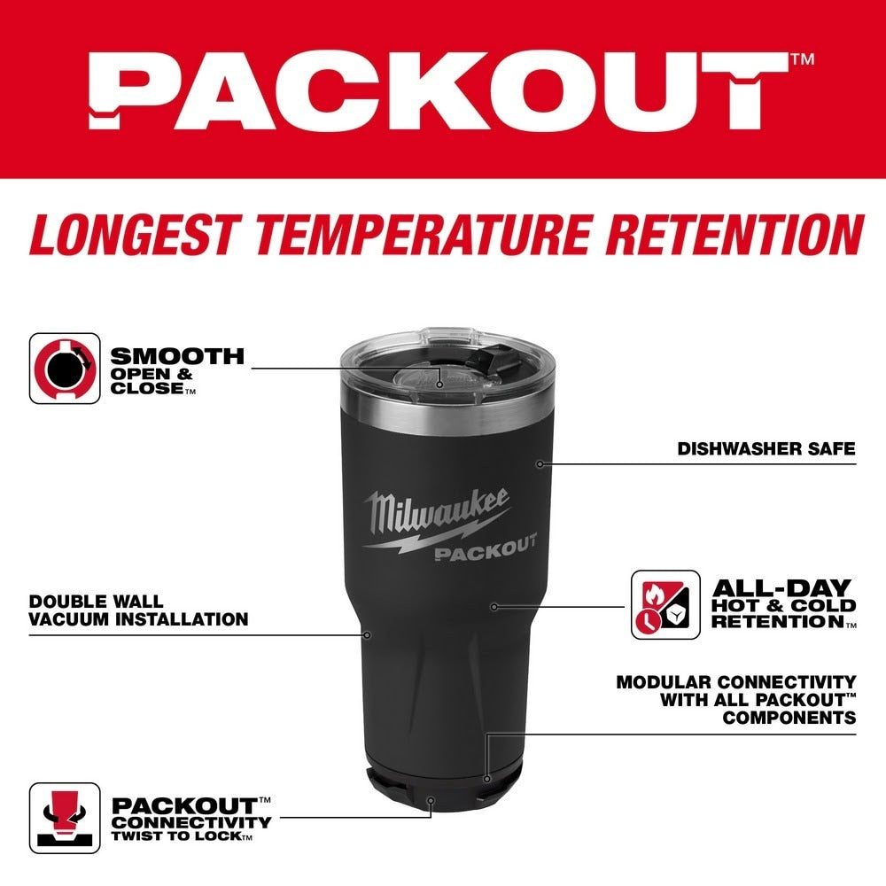 Milwaukee 48-82-8393BP PACKOUT 30oz Tumbler - Black - 2