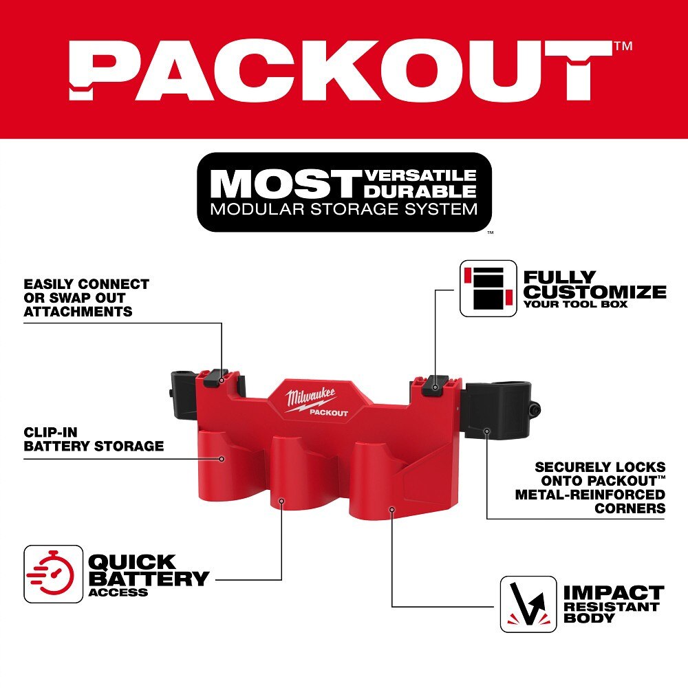 Milwaukee 48-22-8604 PACKOUT Tool Box M12 Battery Rack Attachment - 2