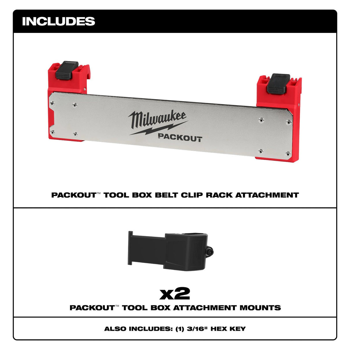 Milwaukee 48-22-8609 PACKOUT Tool Box Belt Clip Rack Attachment (1 Pack) - 4