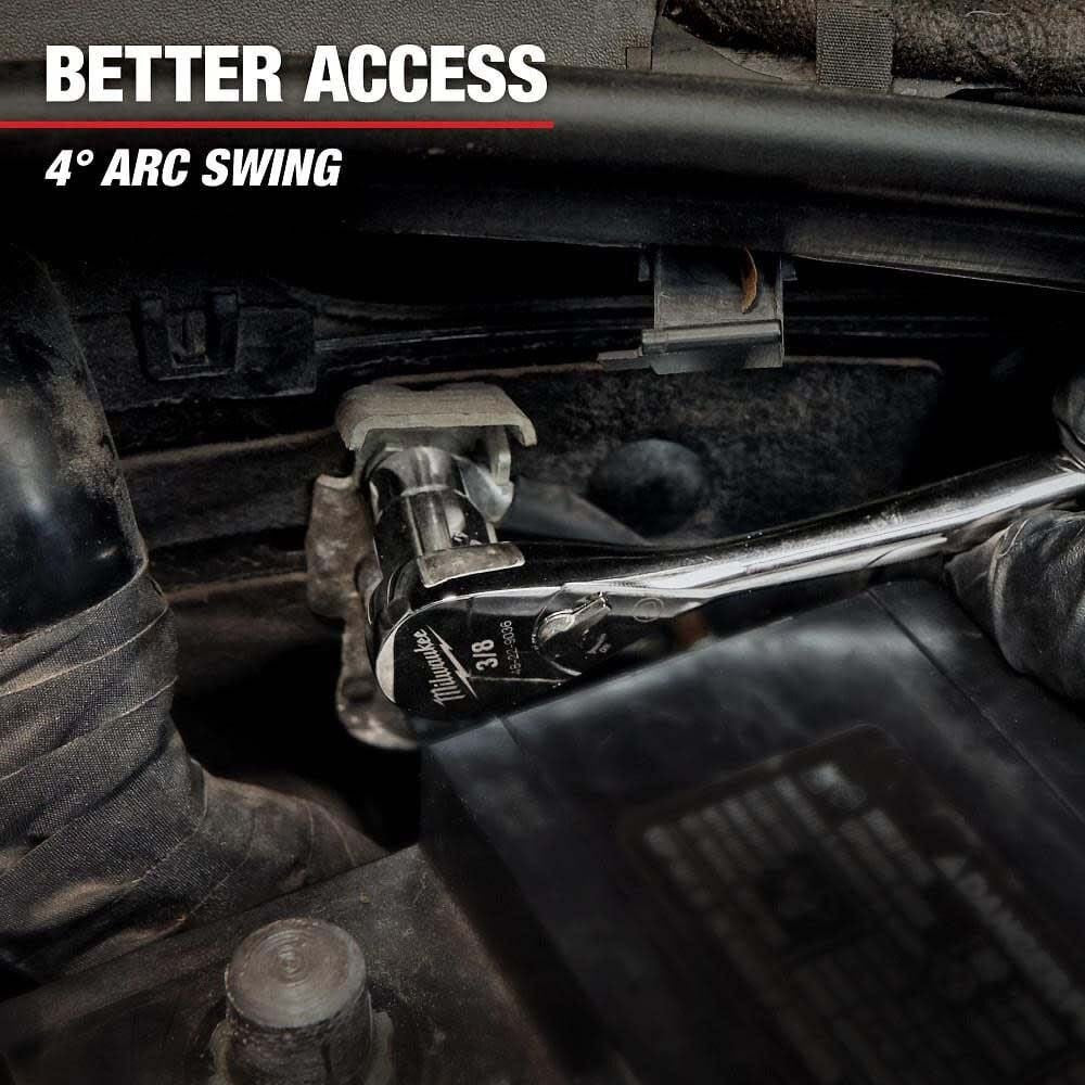 Milwaukee 48-22-9037 3/8 in. Drive 12 in. Ratchet with 90-Tooth Design and 4 Degree Arc Swing - 4