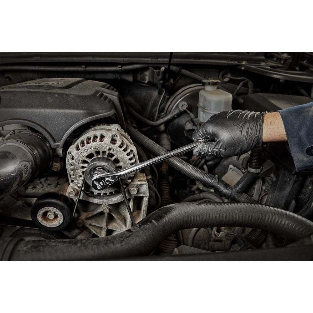 Milwaukee 48-22-9037 3/8 in. Drive 12 in. Ratchet with 90-Tooth Design and 4 Degree Arc Swing - 7