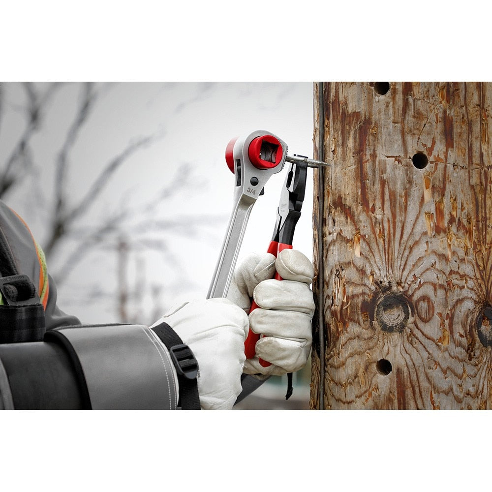 Milwaukee 48-22-9213M Lineman's High-Leverage Ratcheting Wrench w/ Milled Face - 6