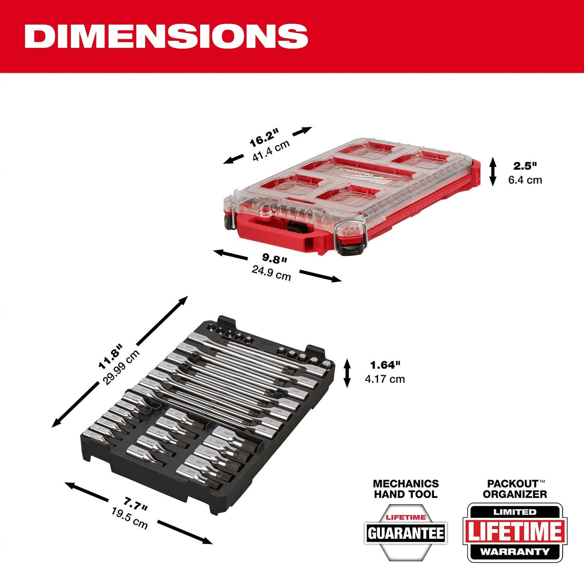 Milwaukee 48-22-9283 1/4" and 3/8" Drive Metric Hex Bit Socket Set with PACKOUT Compact Low Profile Organizer (41 Piece) - 7