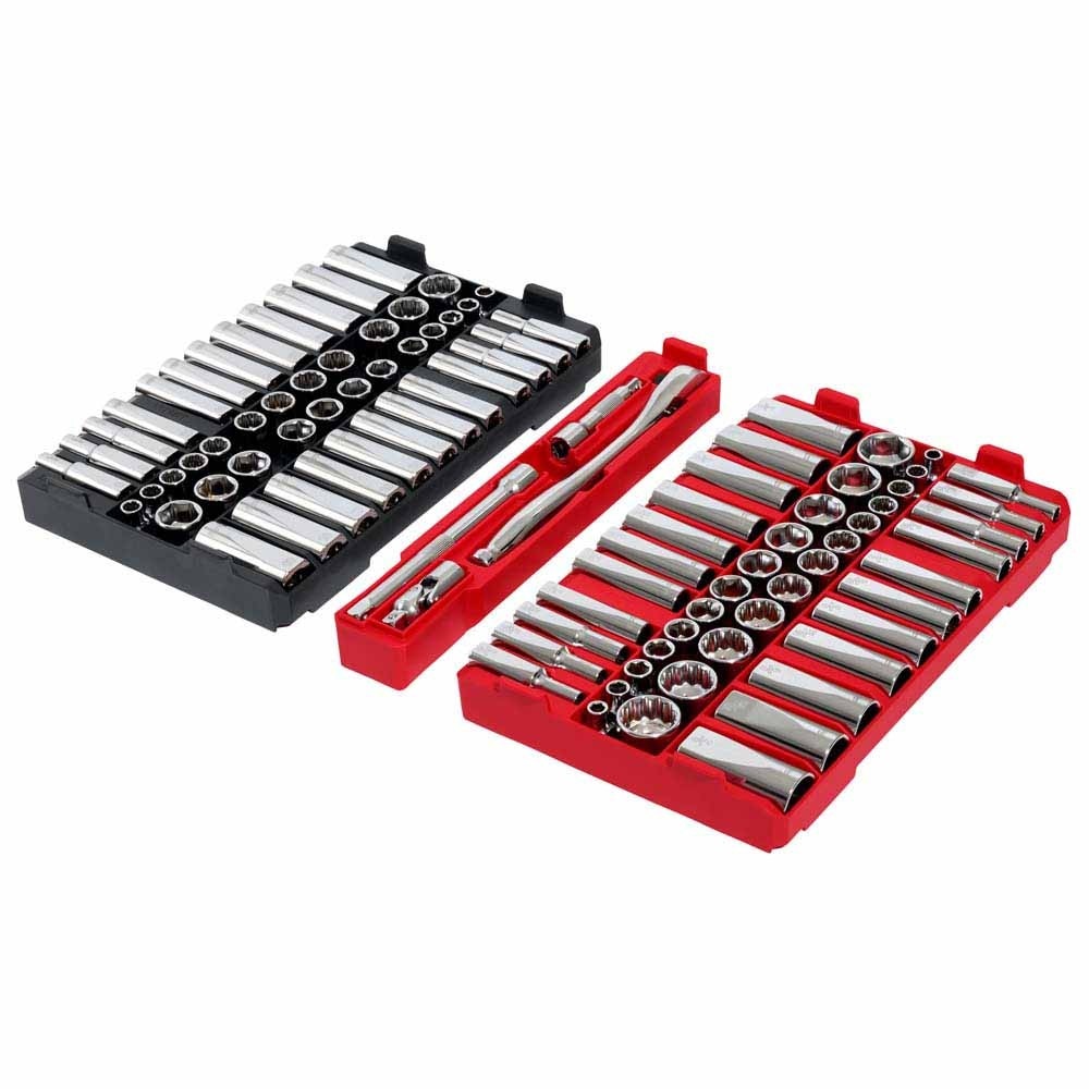Milwaukee 48-22-9285 98pc 3/8" 6-Pt & 12-Pt Metric & SAE Ratchet & Socket Set w PACKOUT Organizer - 4