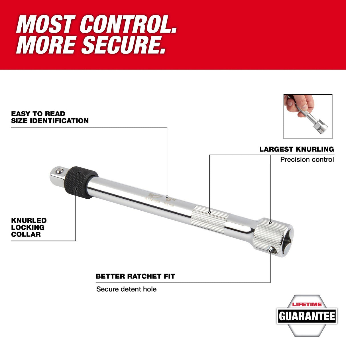 Milwaukee 48-22-9360 3pc 1/4” Drive Locking Extension Set - 2