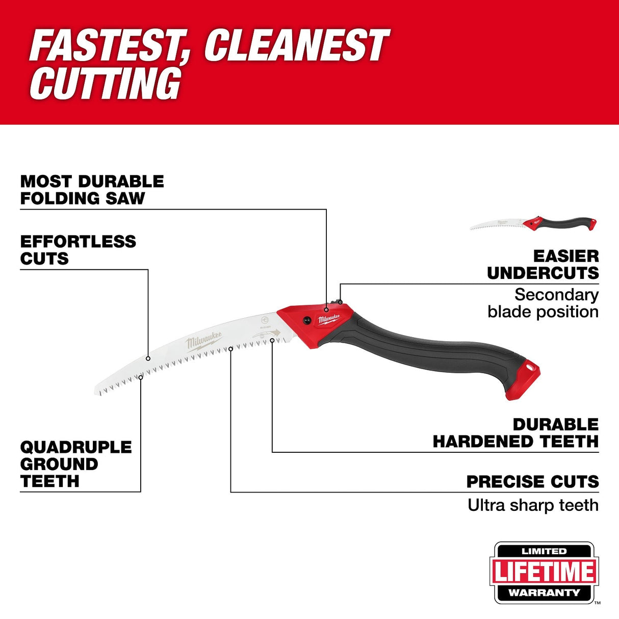Milwaukee 48-22-9371 10" Folding Pruning Saw – Fast, Clean Cutting for Branches up to 6" - 2