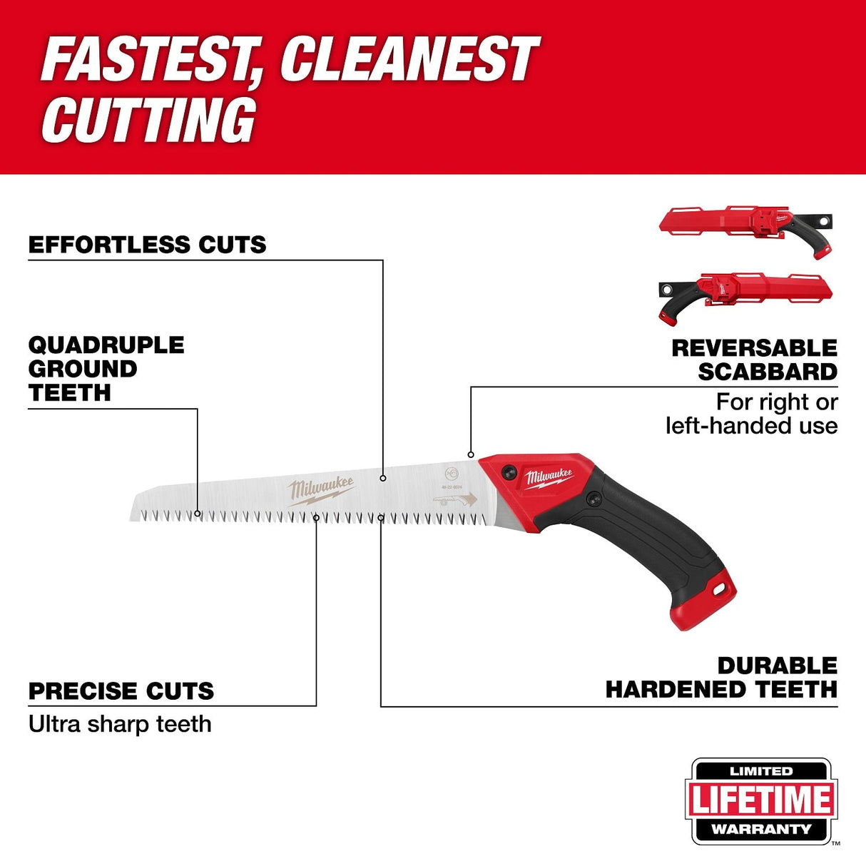 Milwaukee 48-22-9374 10" Straight Fixed Pruning Saw with Reversible Scabbard - 2
