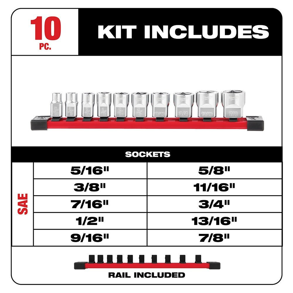 Milwaukee 48-22-9403 3/8" Drive 10pc Socket Set - SAE - 2