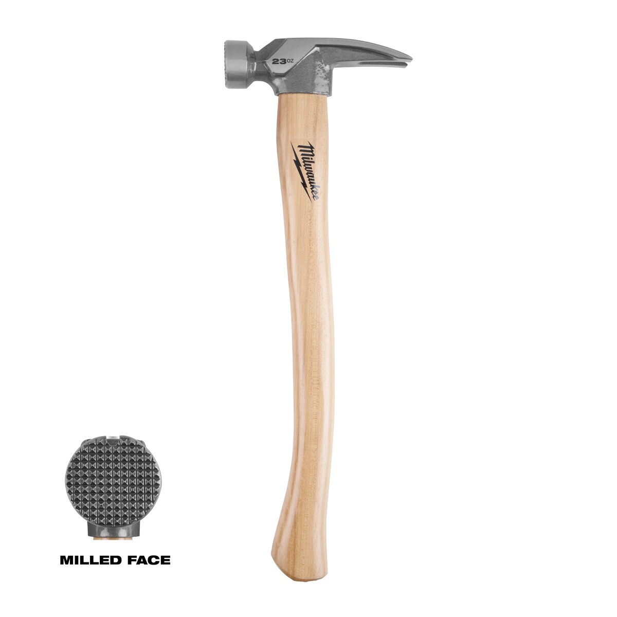 Milwaukee 48-22-9418 23 oz Milled Face Hickory Handle Framing Hammer - 2