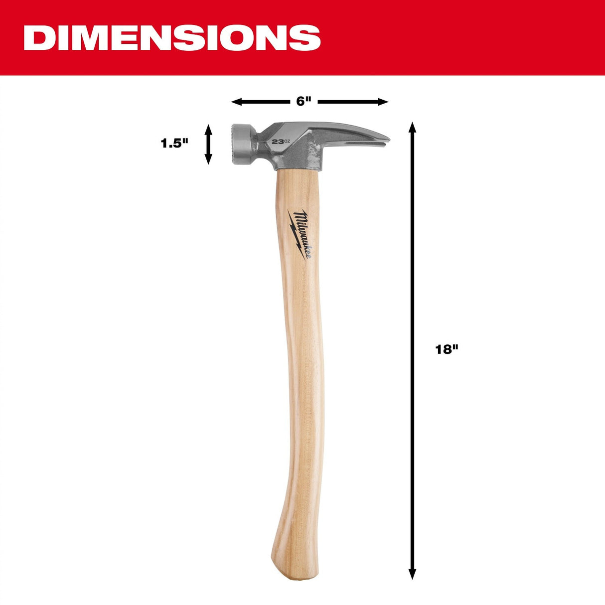 Milwaukee 48-22-9418 23 oz Milled Face Hickory Handle Framing Hammer - 3