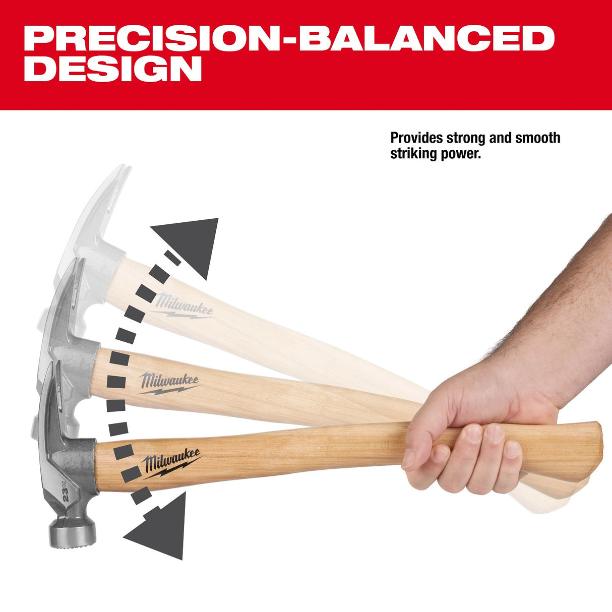 Milwaukee 48-22-9418 23 oz Milled Face Hickory Handle Framing Hammer - 4