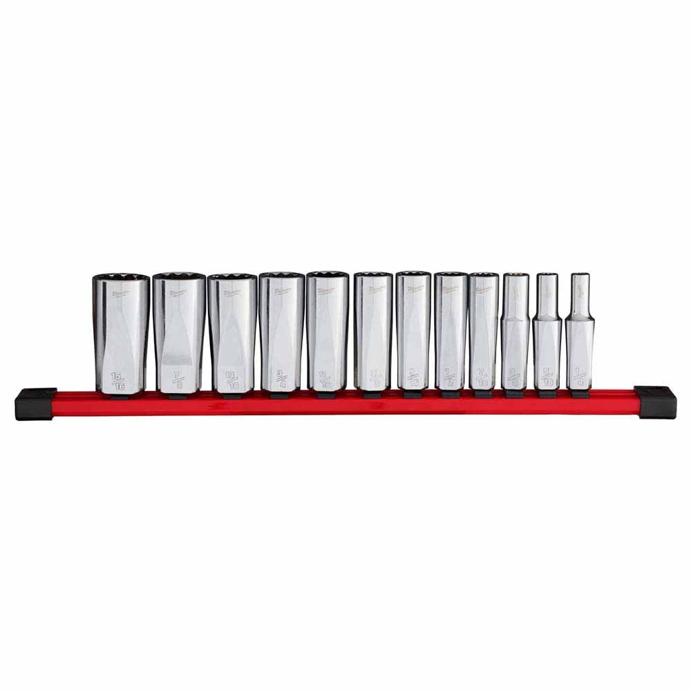Milwaukee 48-22-9421 12pc 3/8” Drive 12-Point Deep Well SAE Socket Set