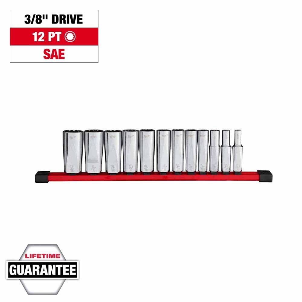 Milwaukee 48-22-9421 12pc 3/8” Drive 12-Point Deep Well SAE Socket Set - 4