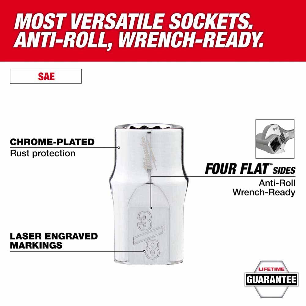 Milwaukee 48-22-9422 13pc 1/2” Drive 12-Point SAE Socket Set - 2