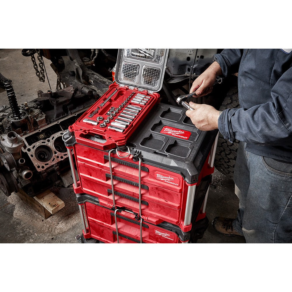 Milwaukee 48-22-9481 3/8” 28pc Ratchet and Socket Set in PACKOUT - SAE - 10