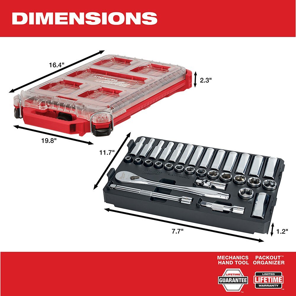 Milwaukee 48-22-9482 3/8” 32pc Ratchet and Socket Set in PACKOUT - Metric - 4