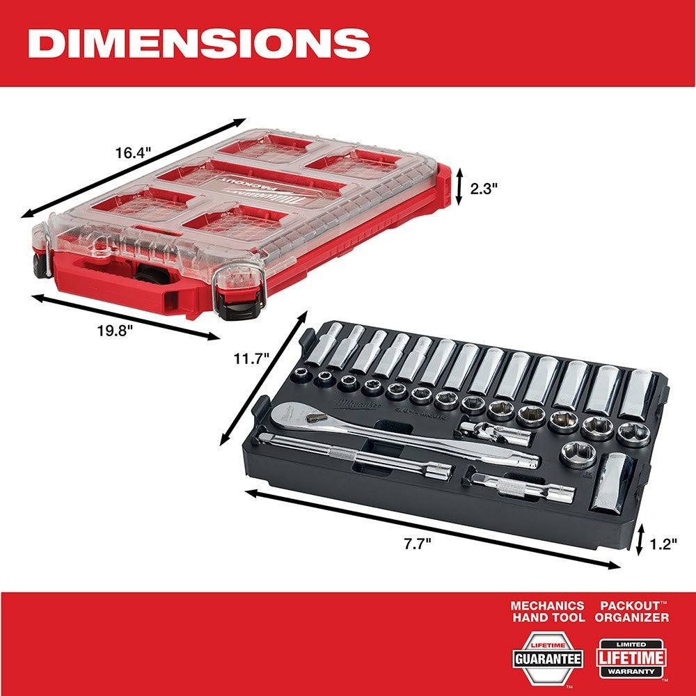 Milwaukee 48-22-9482 3/8” 32pc Ratchet and Socket Set in PACKOUT - Metric - 4