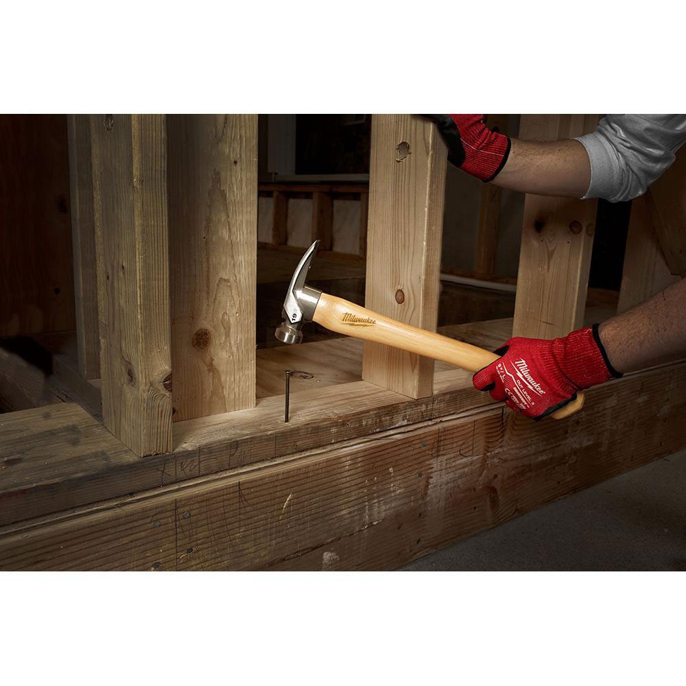 Milwaukee 48-22-9519 Smooth Face Hickory Wood Framing Hammer, 19 oz - 4