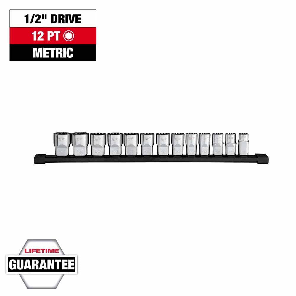 Milwaukee 48-22-9522 13pc 1/2” Drive 12-Point Metric Socket Set - 5