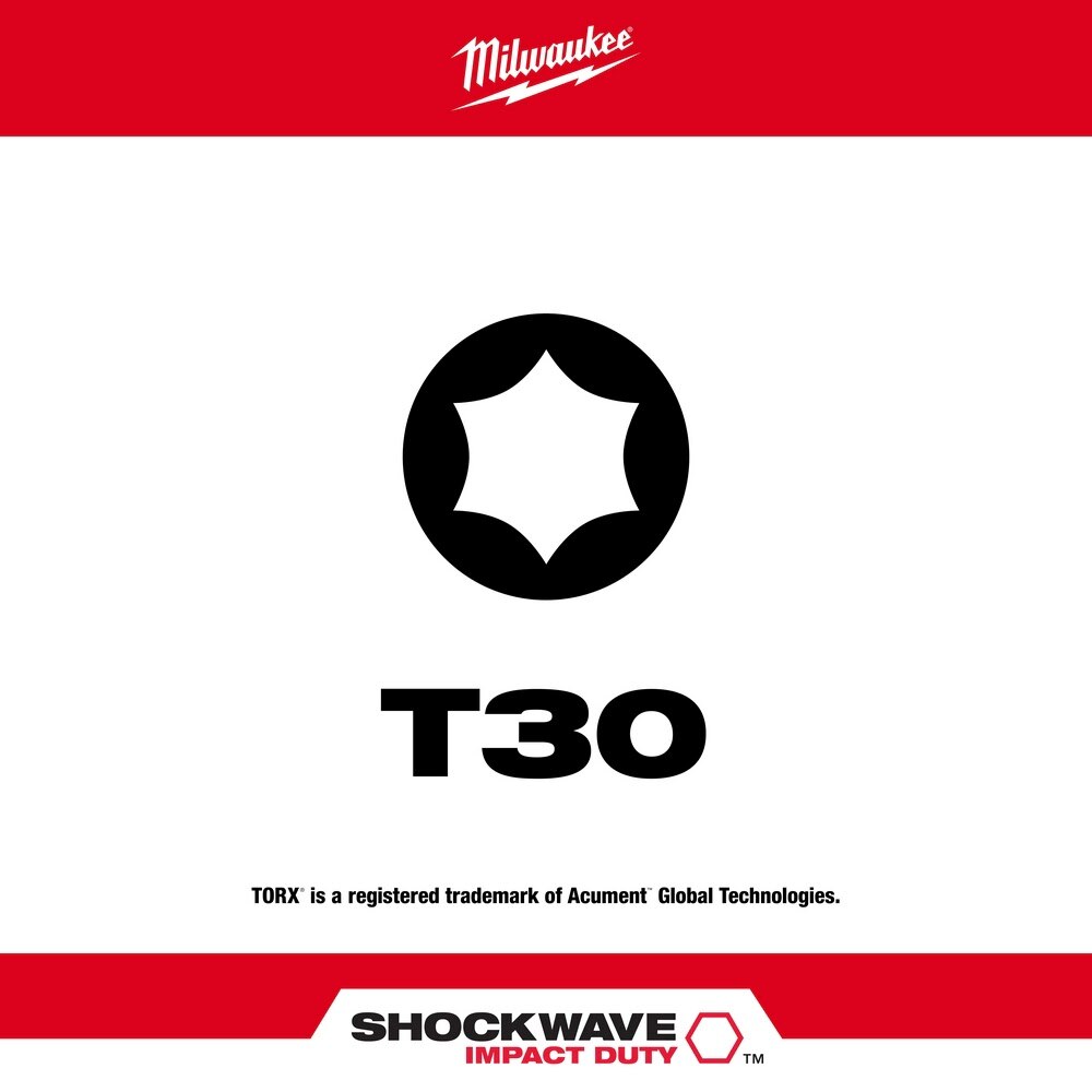 Milwaukee 48-32-4680 SHOCKWAVE Impact Duty™ 3-1/2" T30 Bit 2PK - 2