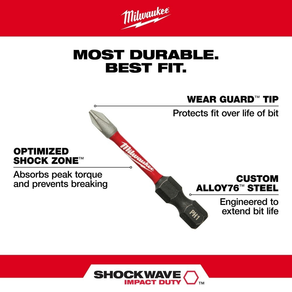 Milwaukee 48-32-4963 SHOCKWAVE Impact Duty™ 2" PH3 Bit 2PK - 4