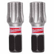 Milwaukee 48-32-4991 SHOCKWAVE Impact Duty 1" T45 Insert Bits 2Pk – Durable S2 Steel, Torx Drive