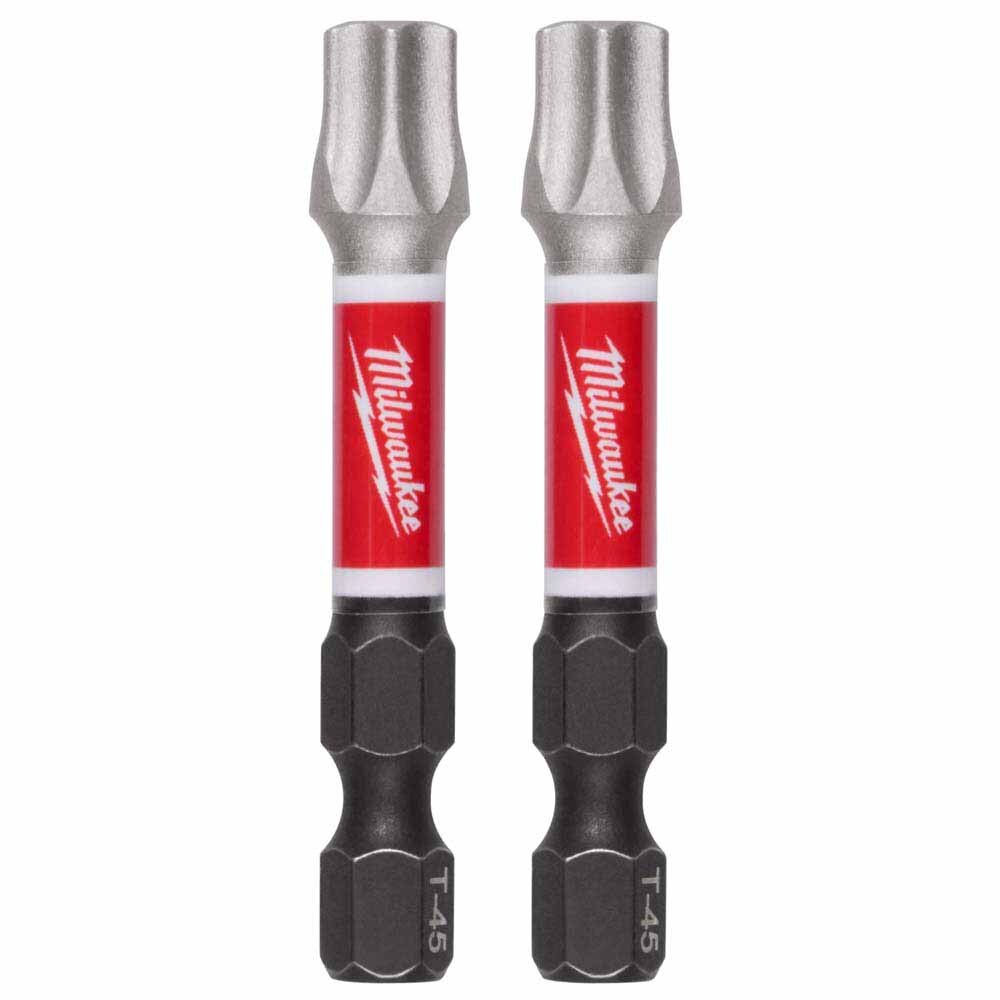 Milwaukee 48-32-6000 SHOCKWAVE Impact Duty 2" T45 Impact Bits 2 Pack – Wear Guard Tip, Impact Rated