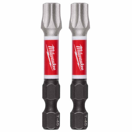 Milwaukee 48-32-6000 SHOCKWAVE Impact Duty 2" T45 Impact Bits 2 Pack –  Wear Guard Tip, Impact Rated
