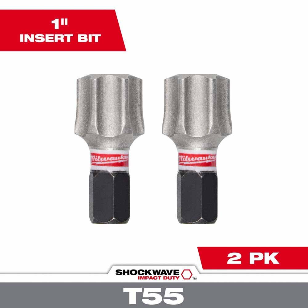 Milwaukee 48-32-6003 SHOCKWAVE Impact Duty 1" T55 Insert Bits 2Pk for Impact Drivers/Drill Drivers - 3