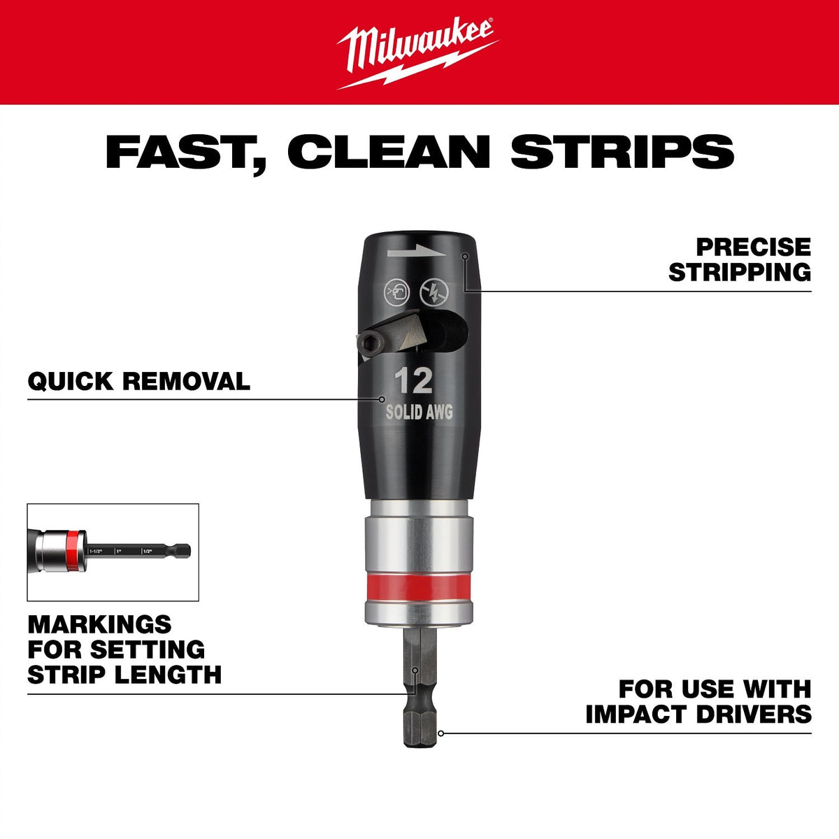 Milwaukee 48-32-6405 2PC Solid Wire Stripper Set for 12 & 14 AWG Solid Wire - 3