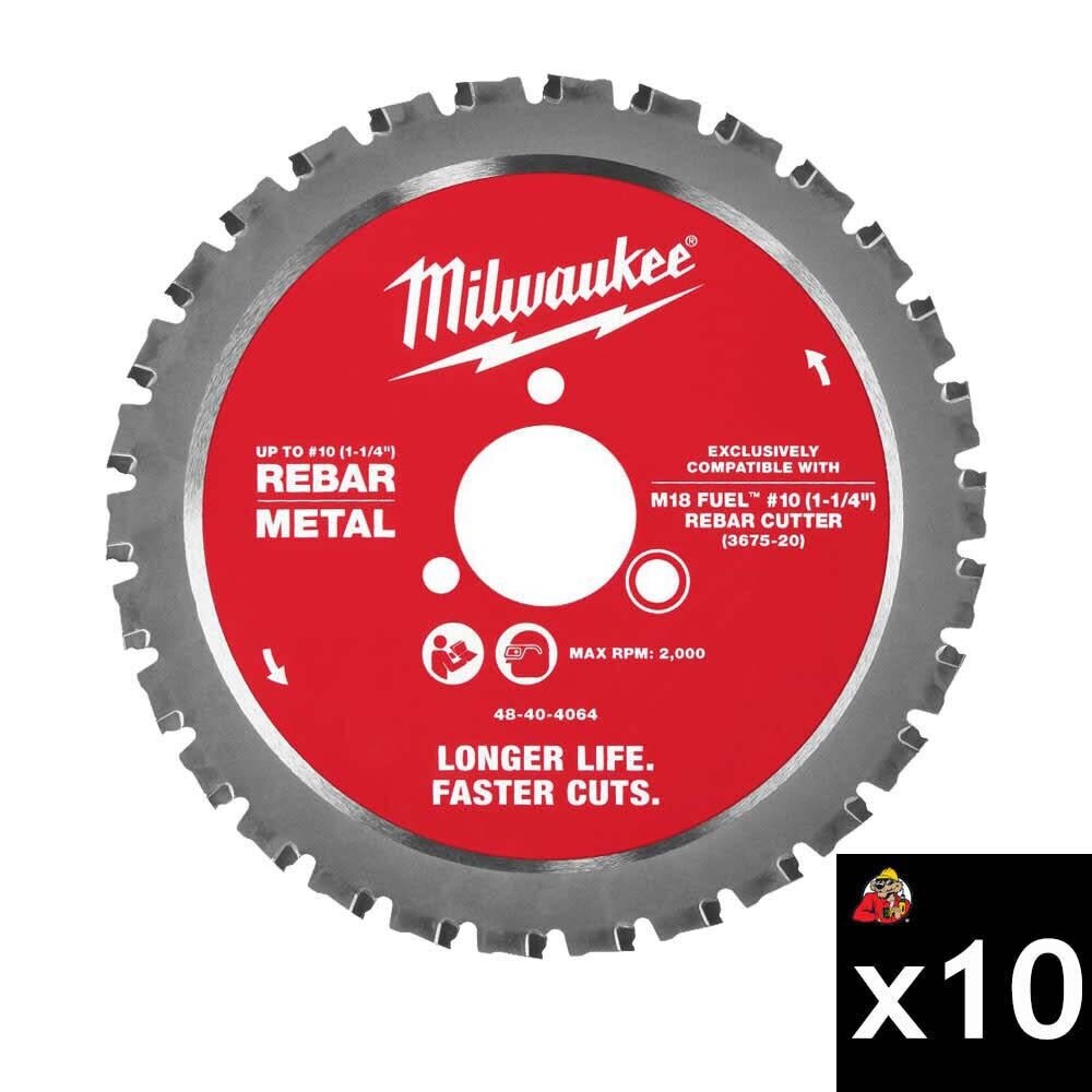 Milwaukee 48-40-4068 #10 (1-1/4 in.) Rebar Cutting Blade for M18 FUEL Rebar Cutter (10 Pack)