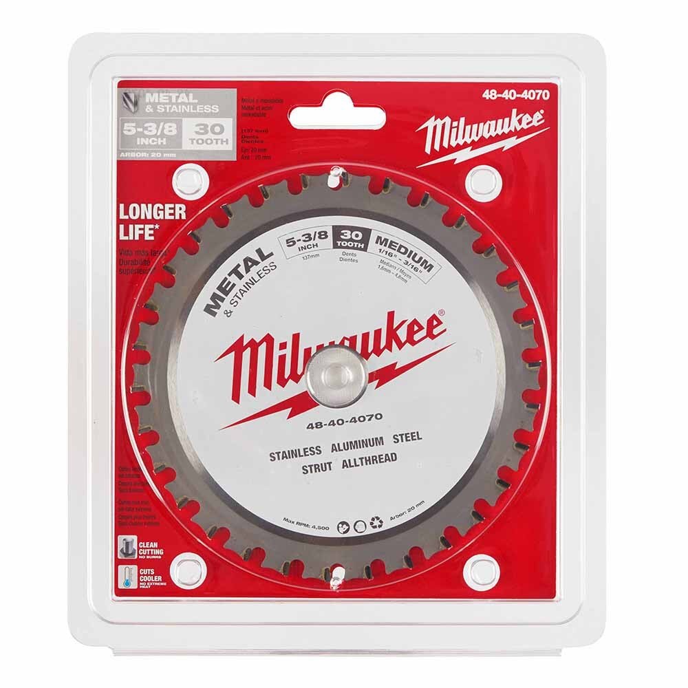 Milwaukee 48-40-4070 5-3/8” Metal Saw Blade 30 Tooth Ferrous - 12