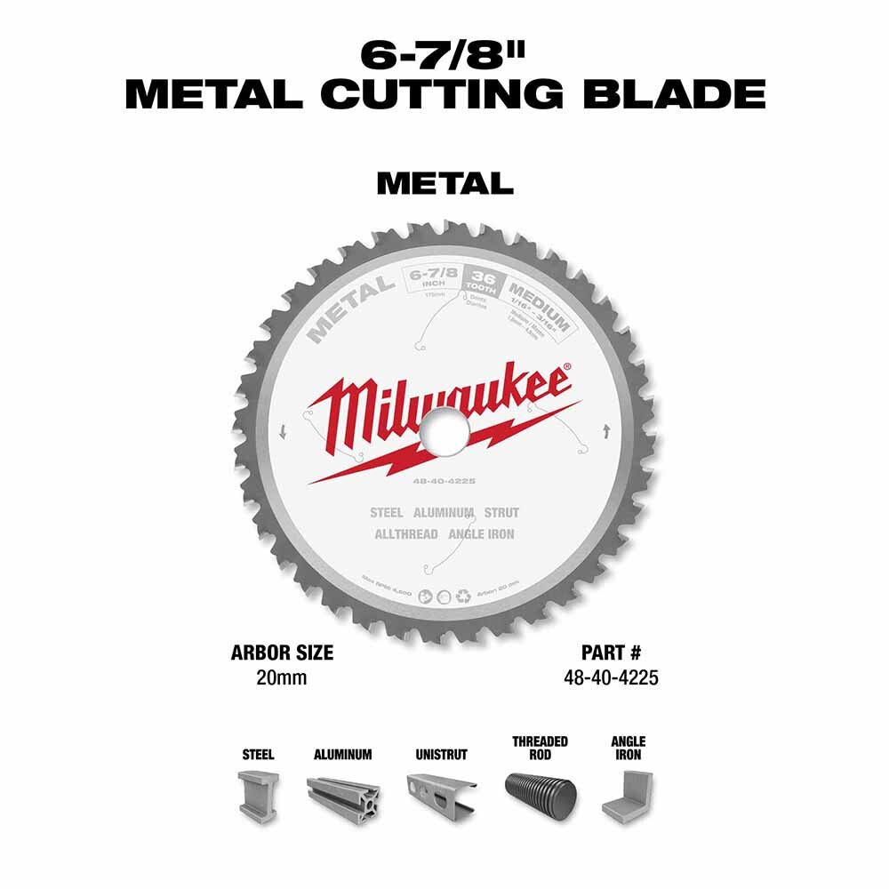 Milwaukee 48-40-4225 6-7/8" 36T METAL CSB, 20MM - 5