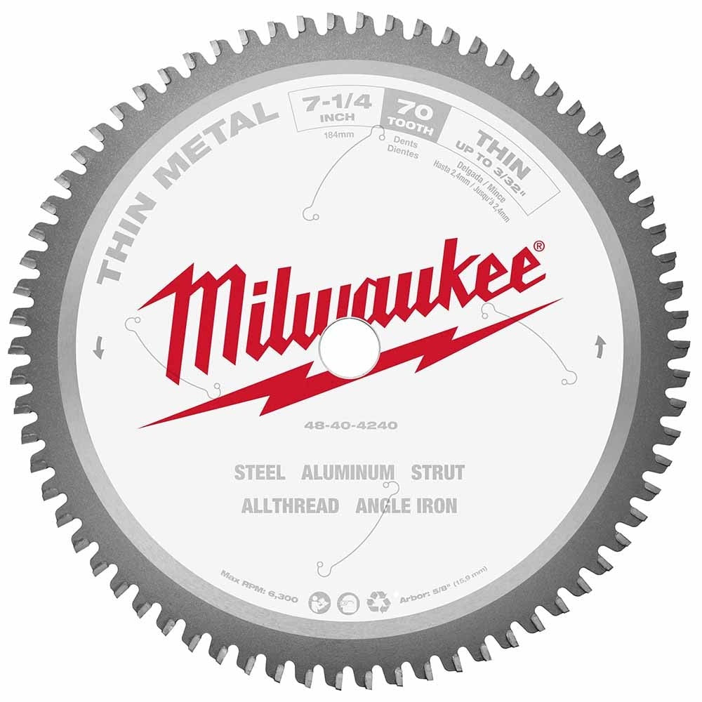 Milwaukee 48-40-4240 7-1/4" 70T METAL CSB, 5/8"
