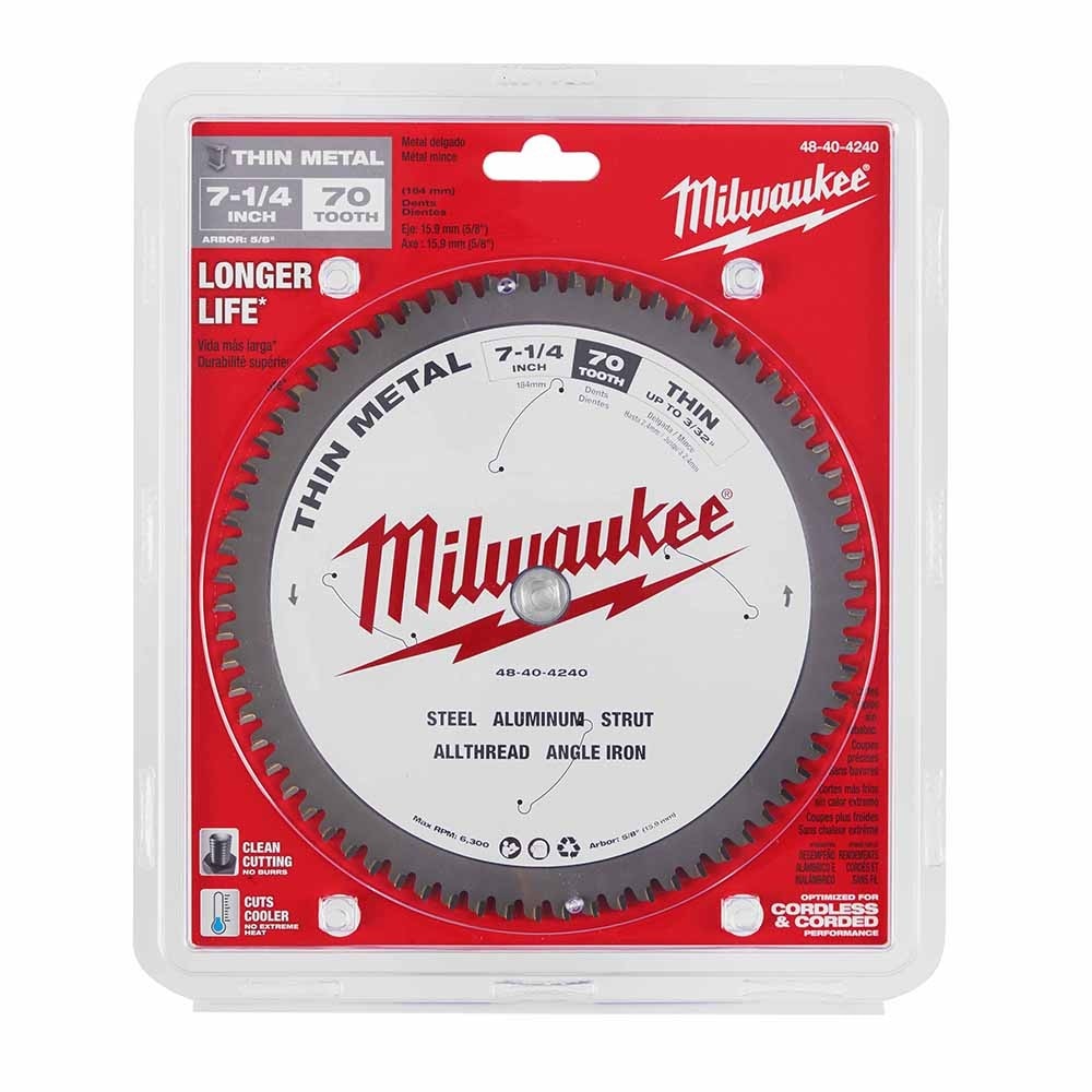 Milwaukee 48-40-4240 7-1/4" 70T METAL CSB, 5/8" - 6